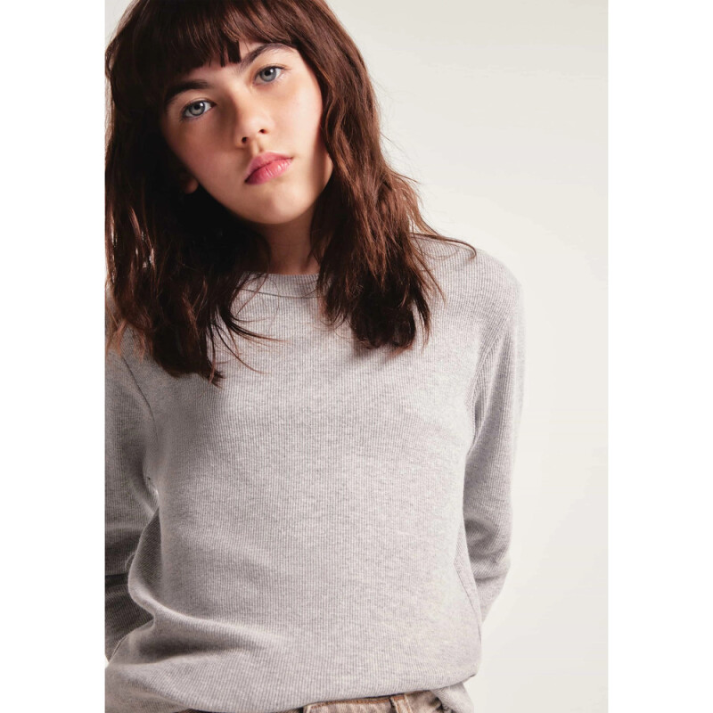 BLUSA ML FEM CINZA MESCLA