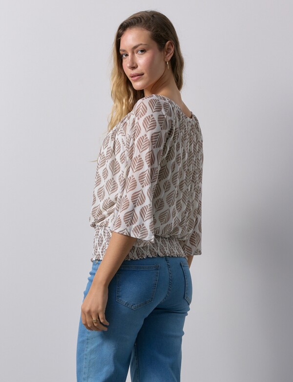 Blusa Frunce MULTI/BEIGE