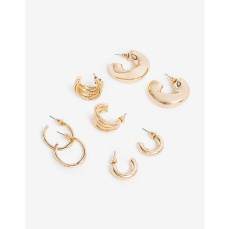 Aros Argolla Set Metal Dorado