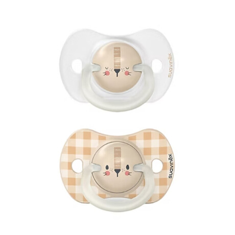 Chupete Suavinex x2 de 6-18M Fisiológico SX PRO Brilla Noche Amarillo