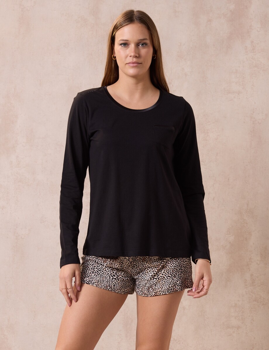 Pijama Remera - Negro 