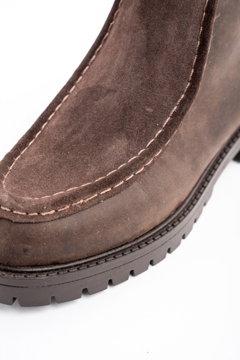 Bota Cuero Combinada Chocolate