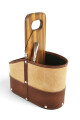 Porta termo y mate en madera y lona con porta celular y porta bombilla Beige