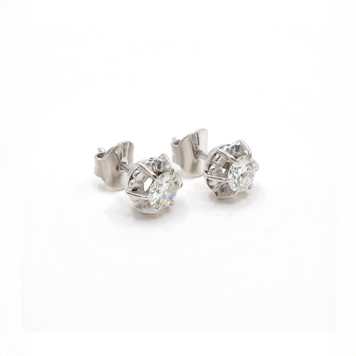 Caravanas En Oro 18K Blanco Y Brillantes 1.20 Ct 