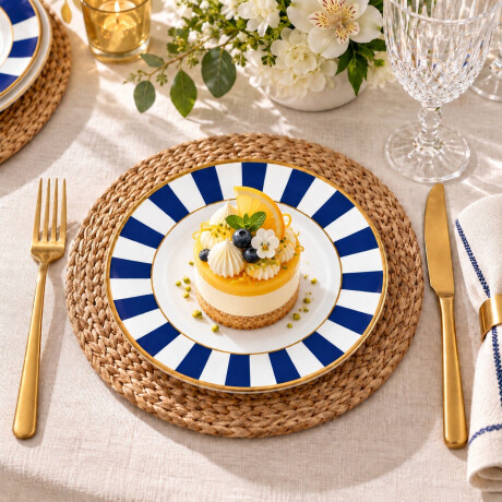 Juego de 6 Platos de Postre de Cerámica Alleanza 21cm Stripe Azul Juego de 6 Platos de Postre de Cerámica Alleanza 21cm Stripe Azul