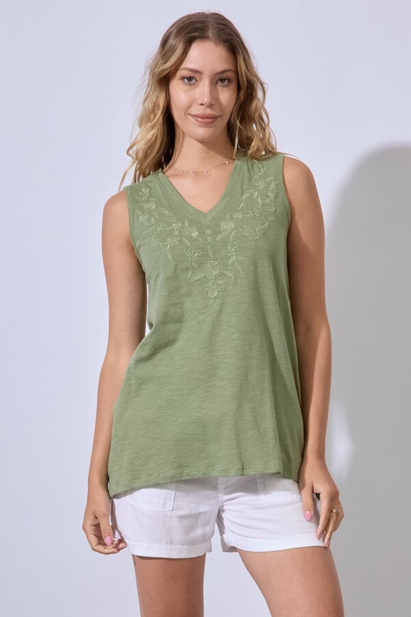 Musculosa Bordada VERDE