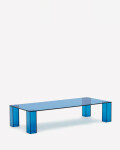 Mesa de centro Adularia de cristal templado azul 140 x 60 cm