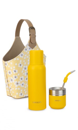 KIT MATERO VELVET FLOREADO AMARILLO C/ AMARILLO