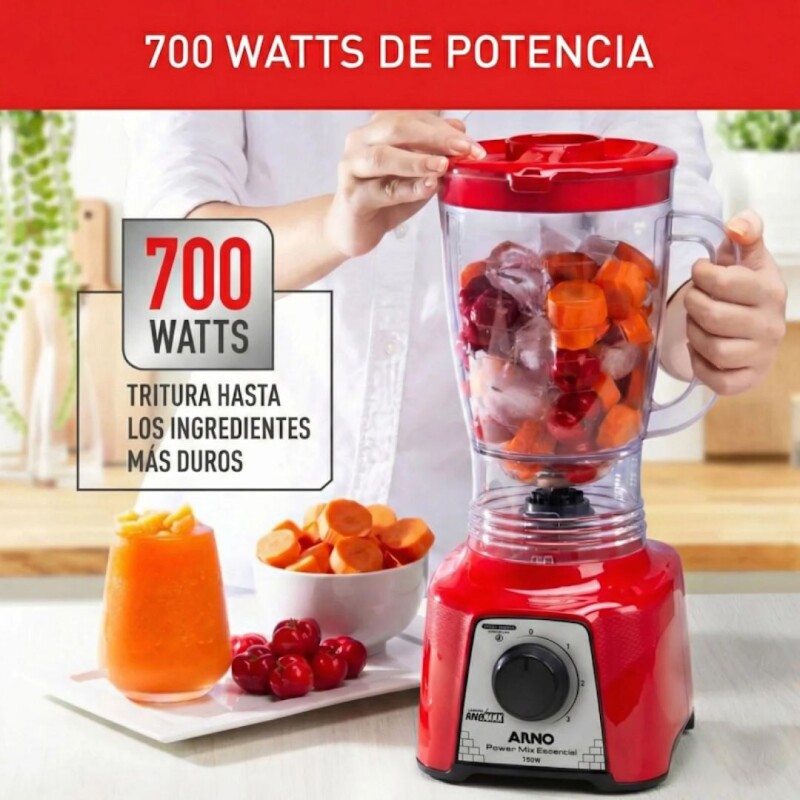 Licuadora Arno Power Max | Jarra de 2,4 Lts. | Color rojo. Licuadora Arno Power Max | Jarra de 2,4 Lts. | Color rojo.