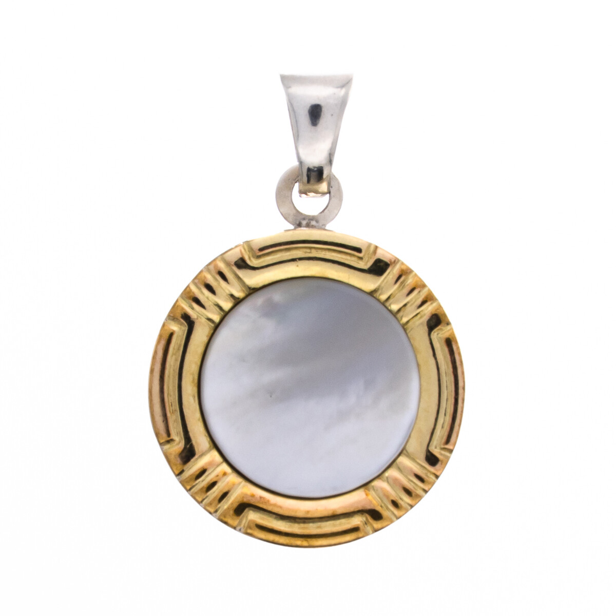 Colgante de plata 925, double en oro 18 ktes y nácar. 