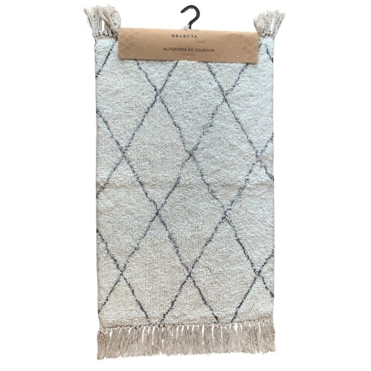 ALFOMBRA 50x80CM ROMBOS BLANCO Y NEGRO 