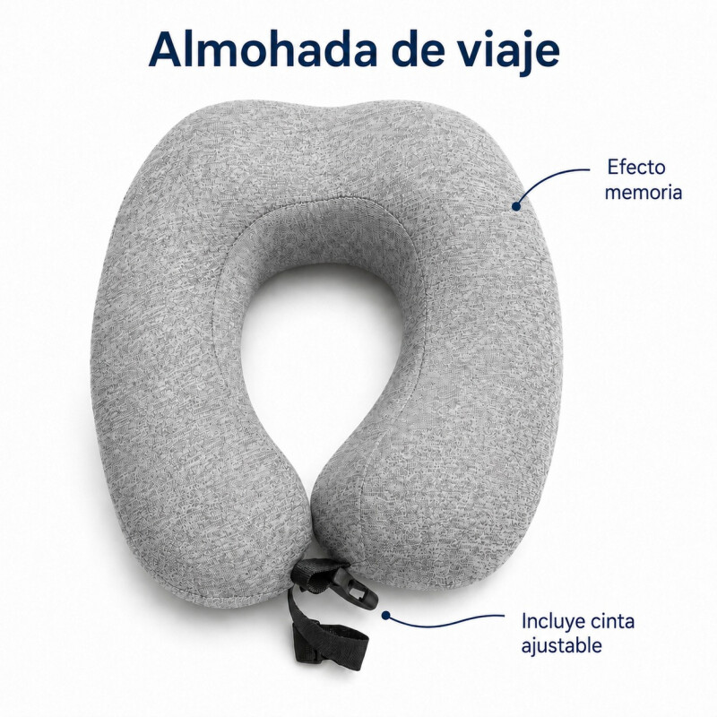 Almohada para Viaje con Memoria Gris Claro
