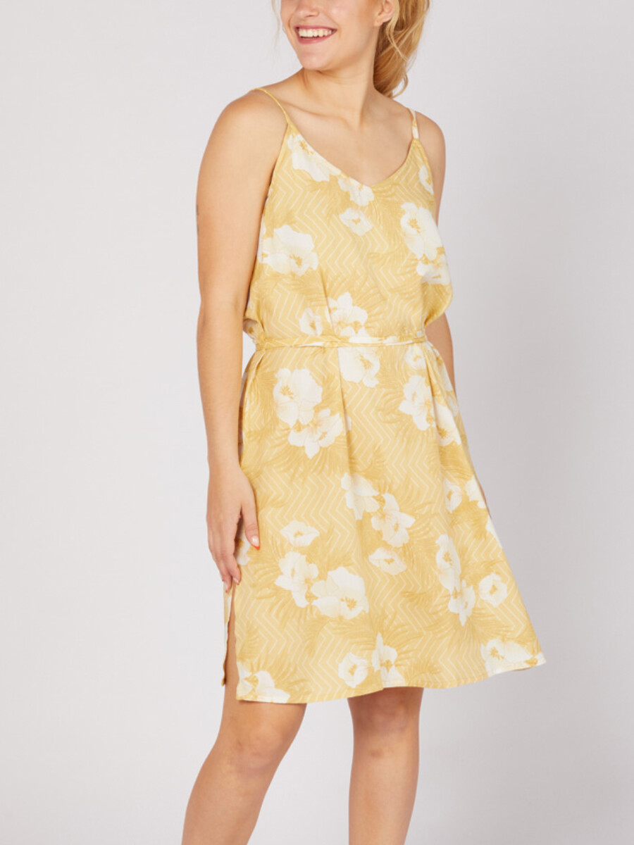 VESTIDO CORTO ISLA RUSTY - Mostaza 