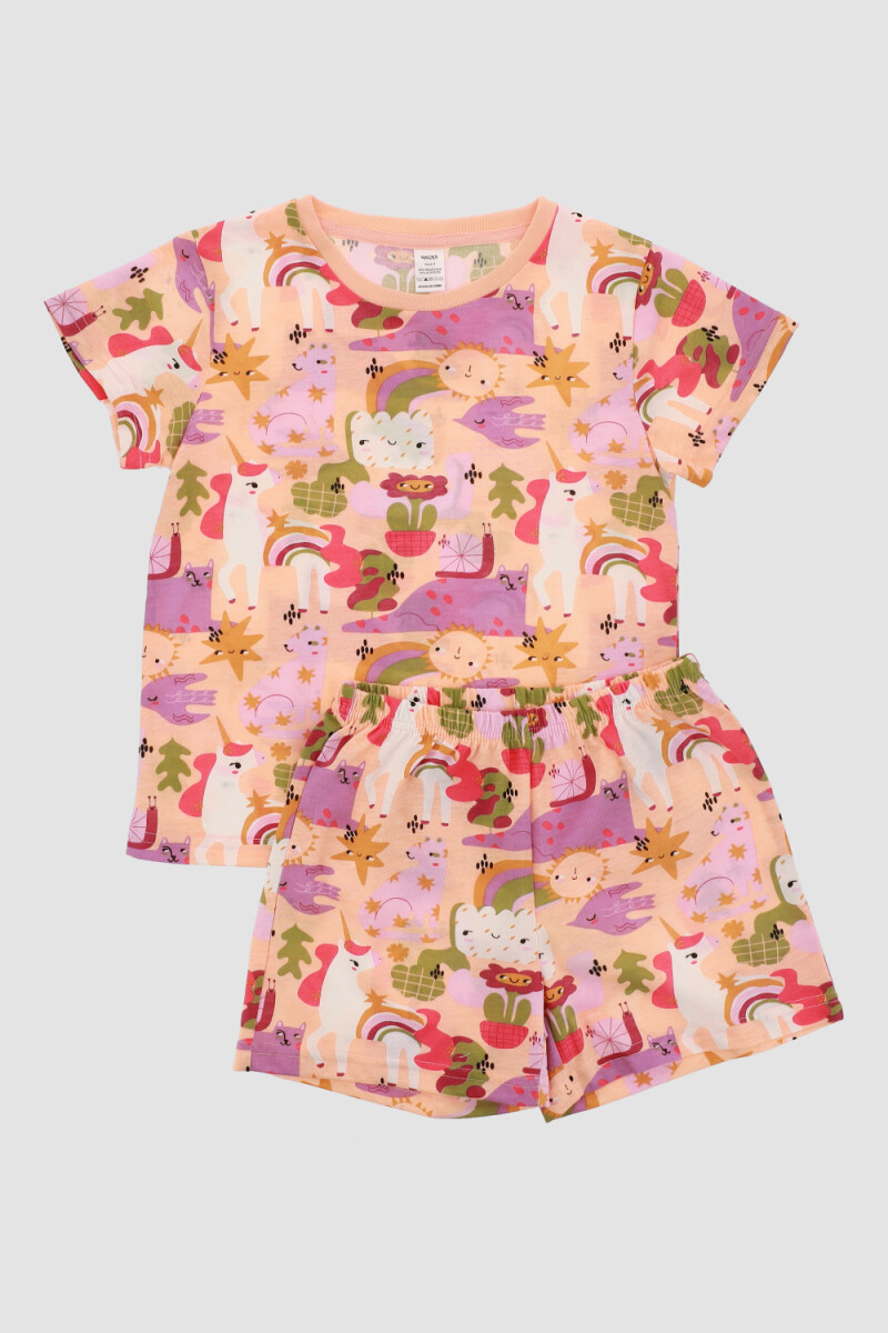 Pijama infantil<br /> gato - Naranja claro 