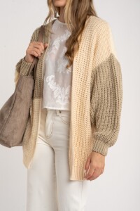 Cardigan Combinado Algodón Nácar