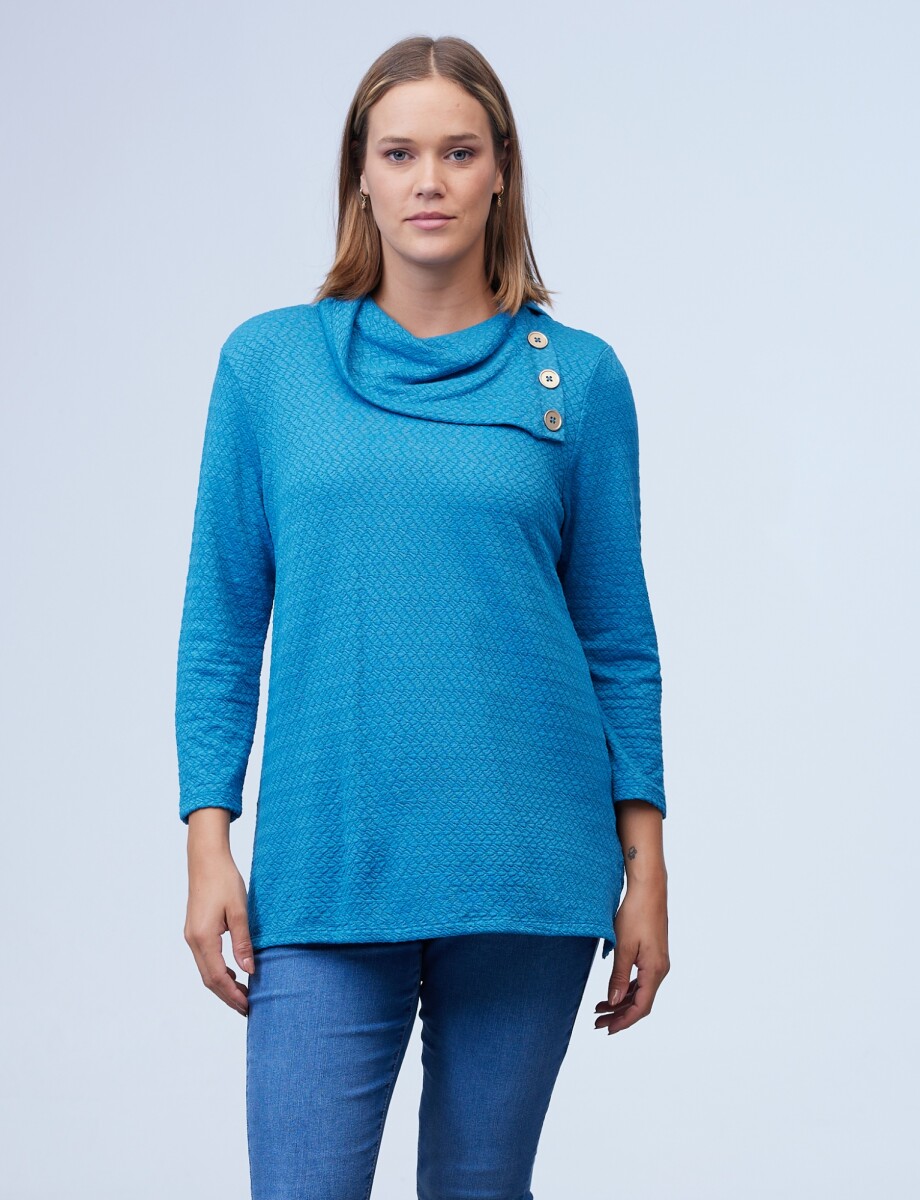 Blusa Cuello Volcado - Petroleo 