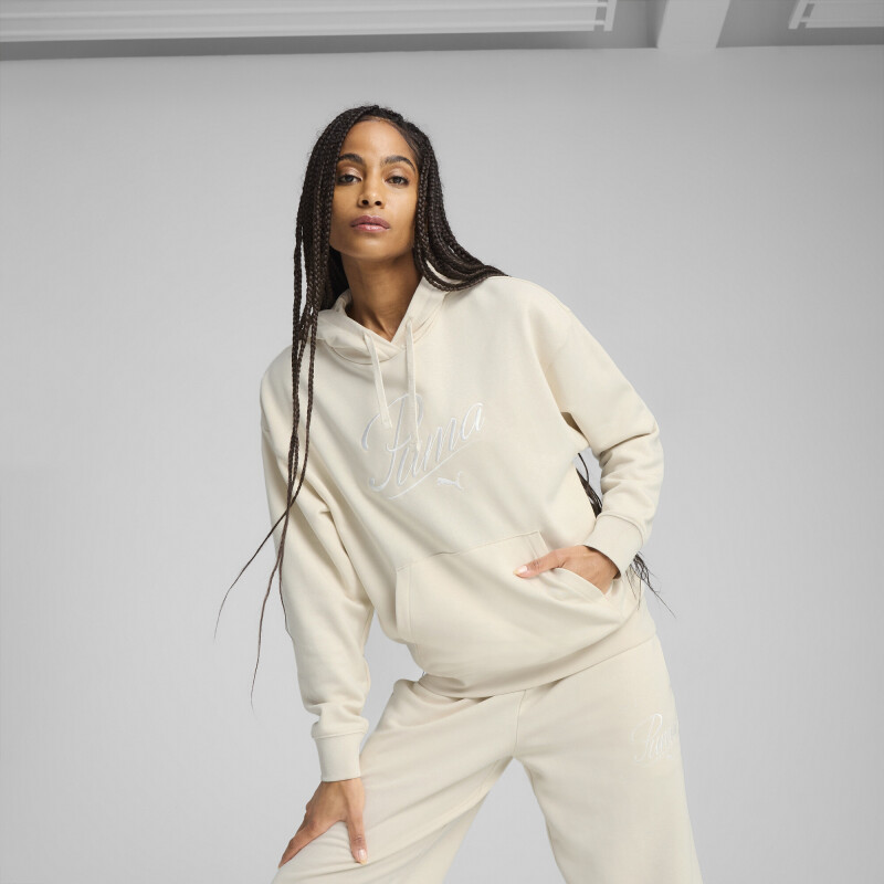 Canguro Puma ESS SCRIPT Comfort Hoodie de Mujer - 684983 87 Arena