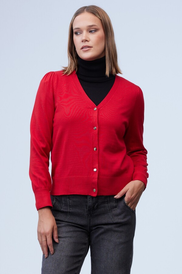 Cardigan Basico Boton Metal ROJO