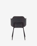 Silla Yunia gris oscuro con patas de acero con acabado pintado negro