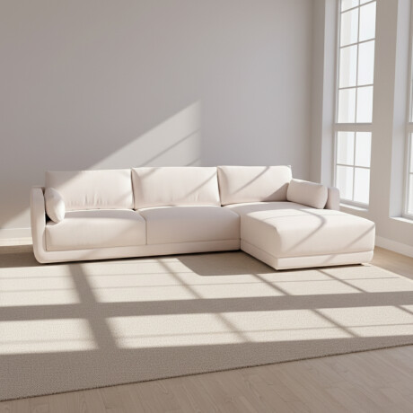 SOFÁ C/CHAISE MÁS DE 4 CUERPOS TELA NATURAL-BEIGE POLY BEIGE