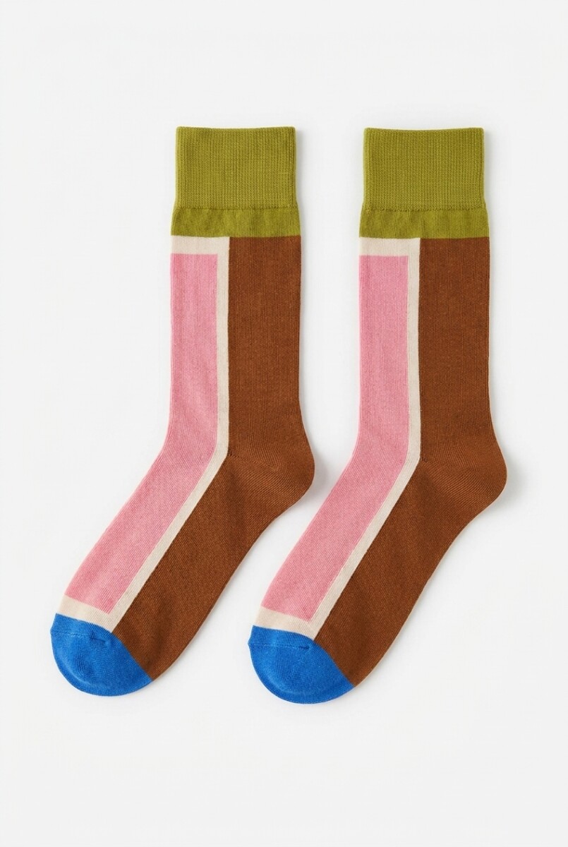 Medias color block - rosa 