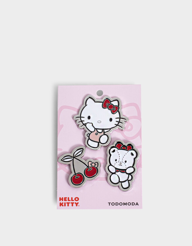 Pin Glitter Set De Pines Metálicos "hello Kitty" - Combinacion Multicolor