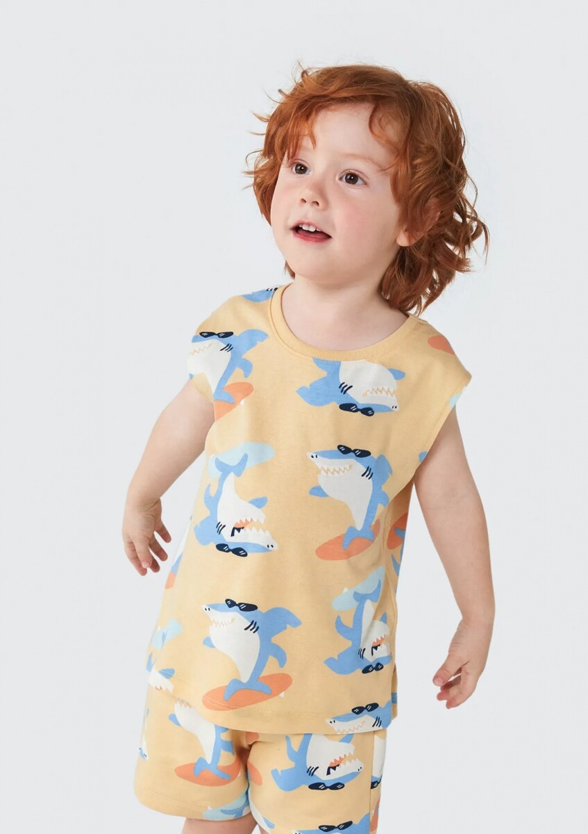 MUSCULOSA INFANTIL ESTAMPADA - AMARILLO 