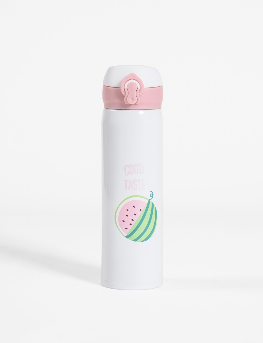 Botella de acero inoxidable con dibujo frutales - UNISEX - Blanco 