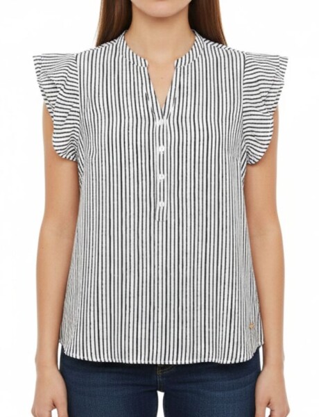 BLUSA MANGA CORTA VOLADO Raya negra