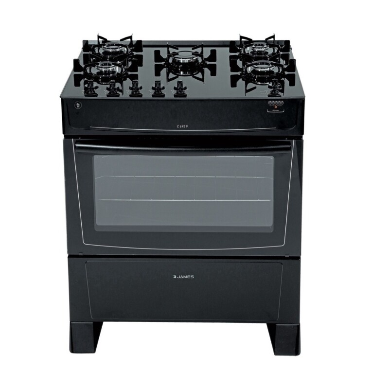 Cocina A Supergás James C695v Con 5 Hornallas Luz Horno Color Negro Cocina A Supergás James C695v Con 5 Hornallas Luz Horno Color Negro