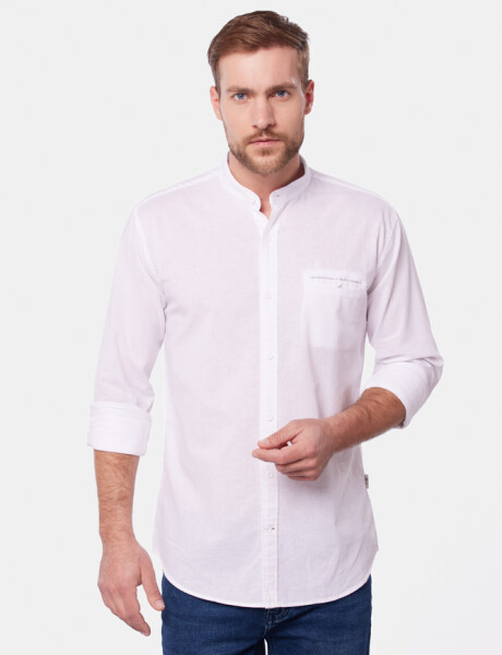 CAMISA DE LINO CUELLO MAO Blanco