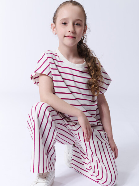 Pantalón con bolsillos rayas Fucsia