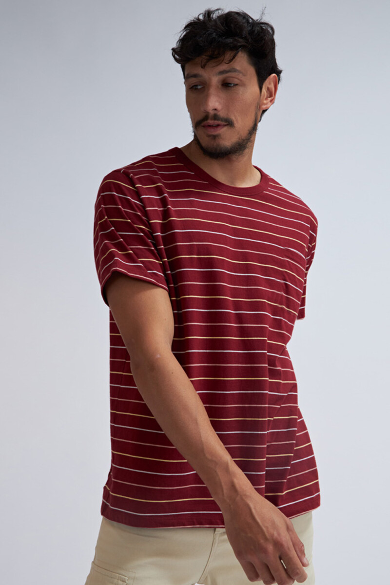 Camiseta manga corta Rayas Bordo