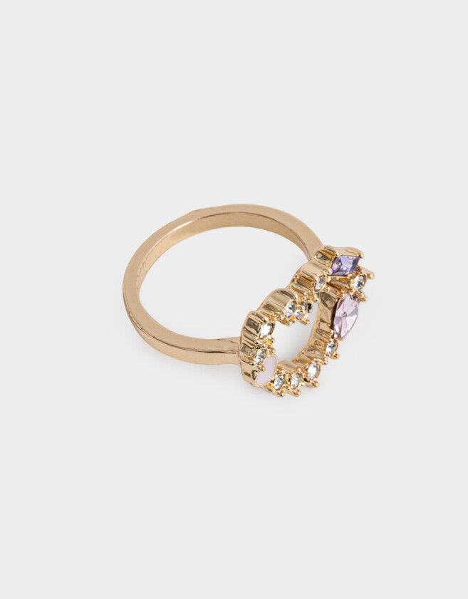 Anillos Chicos Strass Corazón Anillo Corazón Dorado Strass - Dorado