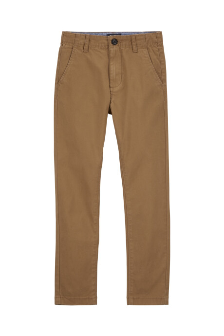 Pantalón de algodón, ajustado, marrón. Talles 6-14 Sin color