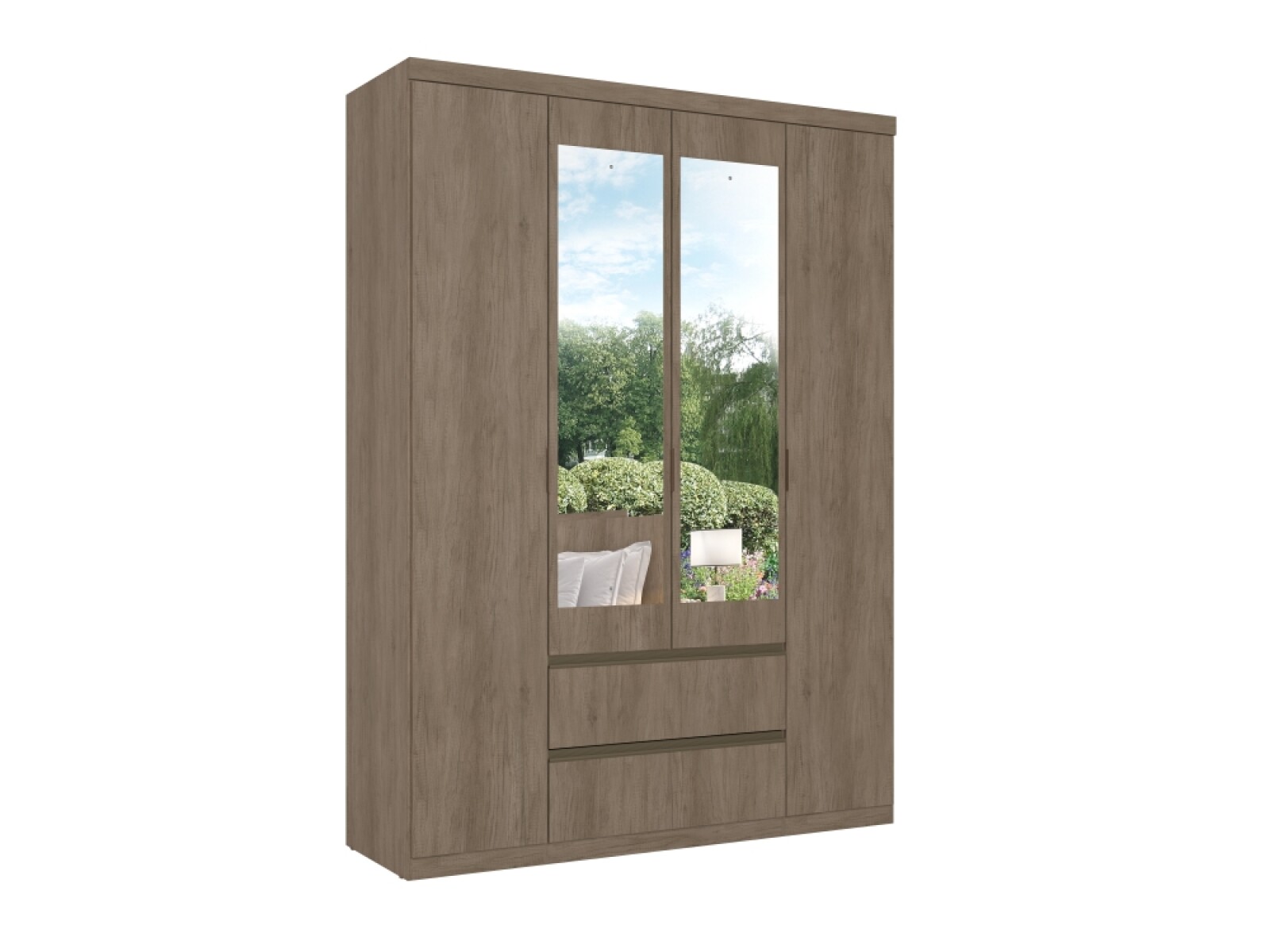 PLACARD NOBRE 4P RUSTICO CON 2 ESPEJOS 