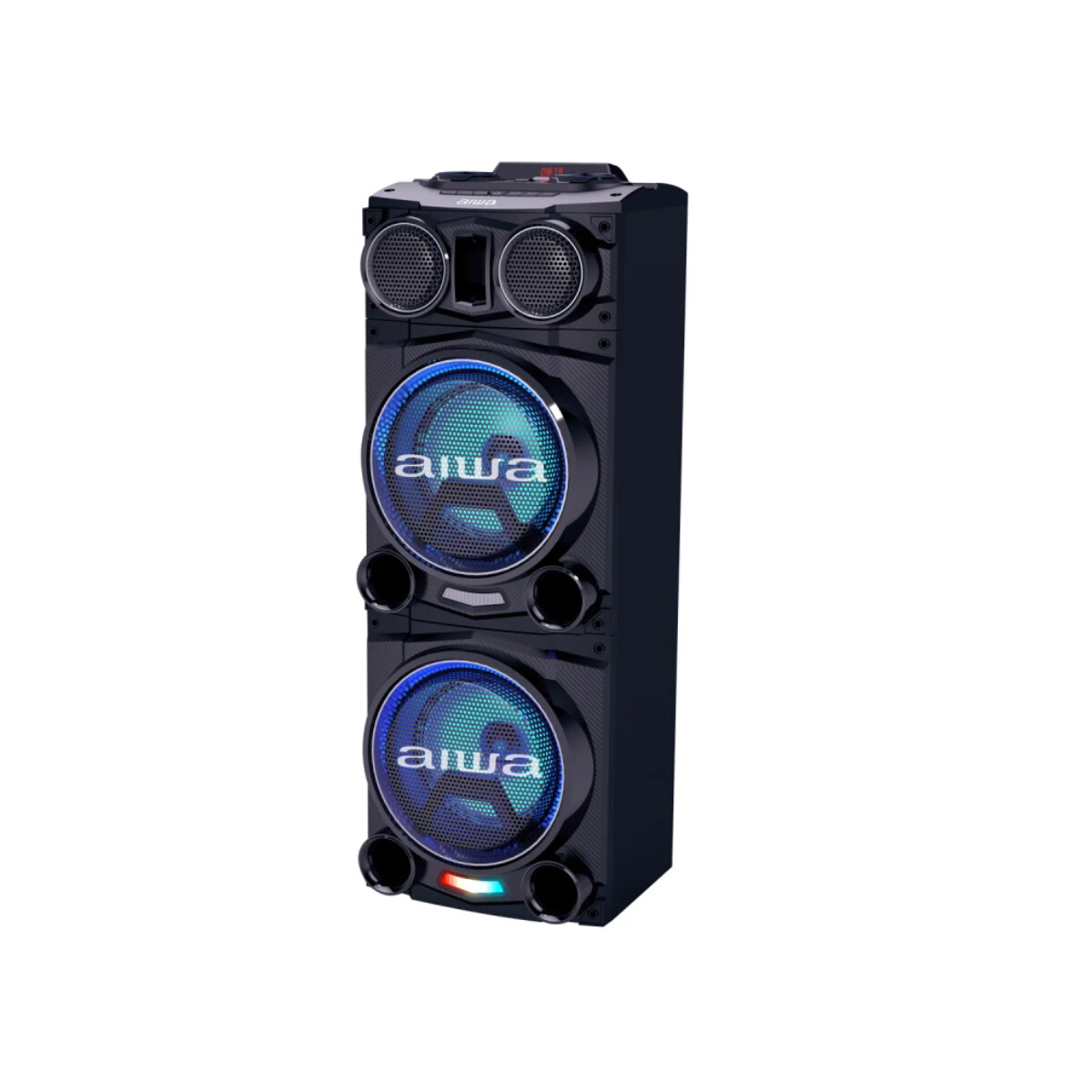 Torre de Sonido AIWA 2500W PMPO c doble woofer, LED y BT 