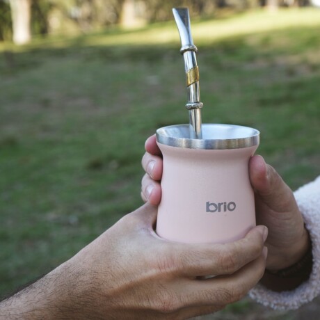 Set De Termo 1 Litro Y Mate Diseño Clásico brio Acero Inox Salmón