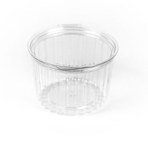 POTE PET CON TAPA BISAGRA 11X8 CM. 475 CC. TRANSPARENTE
