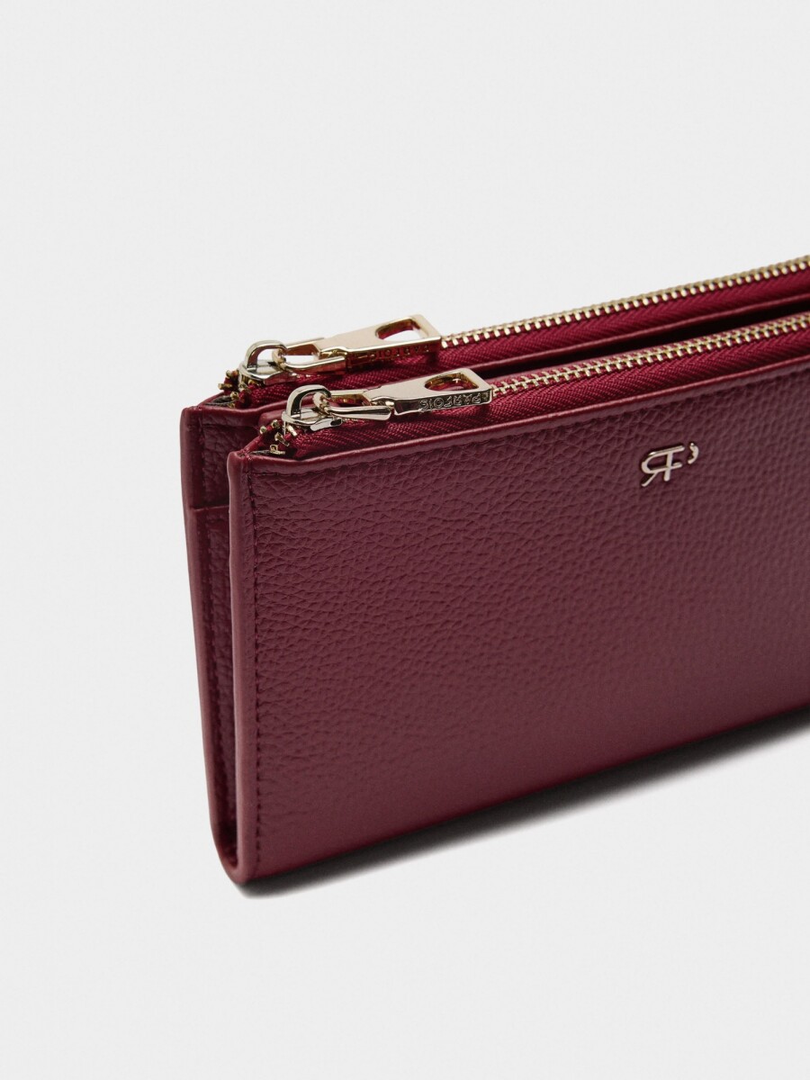 Cartera Doble Con Textura rojo