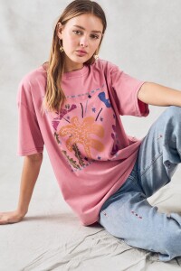 Remerón Algodón Lavado Rosa Lavado