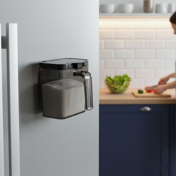 Especiero Salero Pimentero Magnético Frasco Contenedor Negro XL