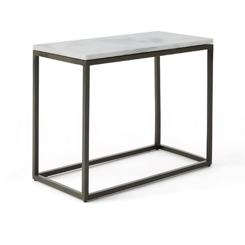 MESA LATERAL METAL/MARMOL 70x35x58CM BLANCO/NEGRO MESA LATERAL METAL/MARMOL 70x35x58CM BLANCO/NEGRO