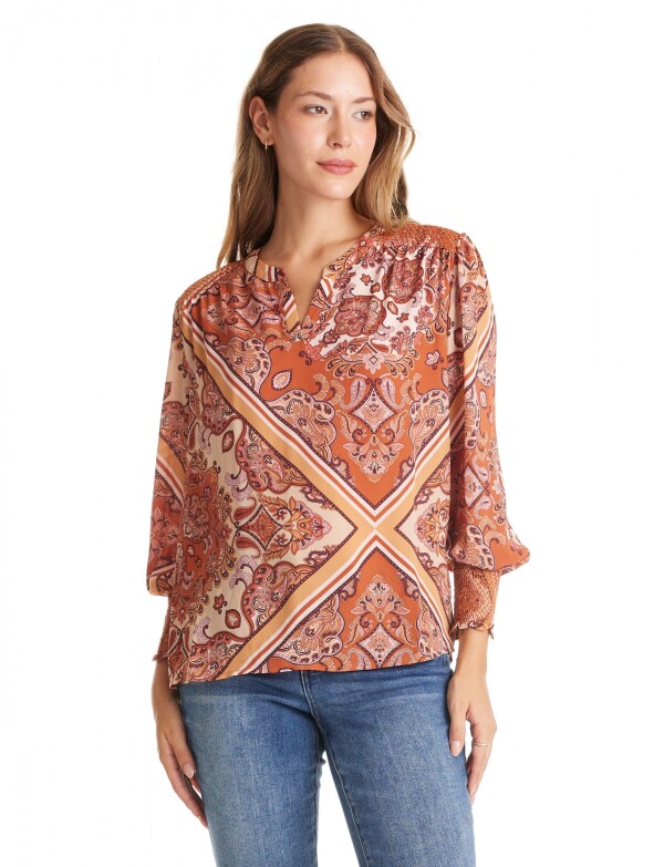 Blusa Gasa Arabescos MULTI/TERRACOTA