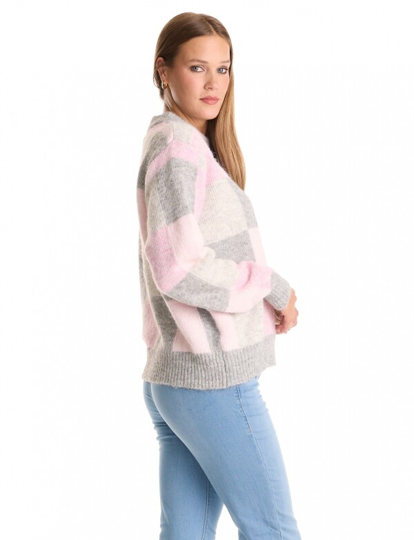 Buzo Lana Cuadros ROSA/MULTI