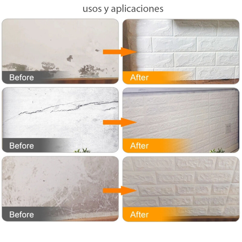 Placa adhesiva de ladrillo para pared BLANCO