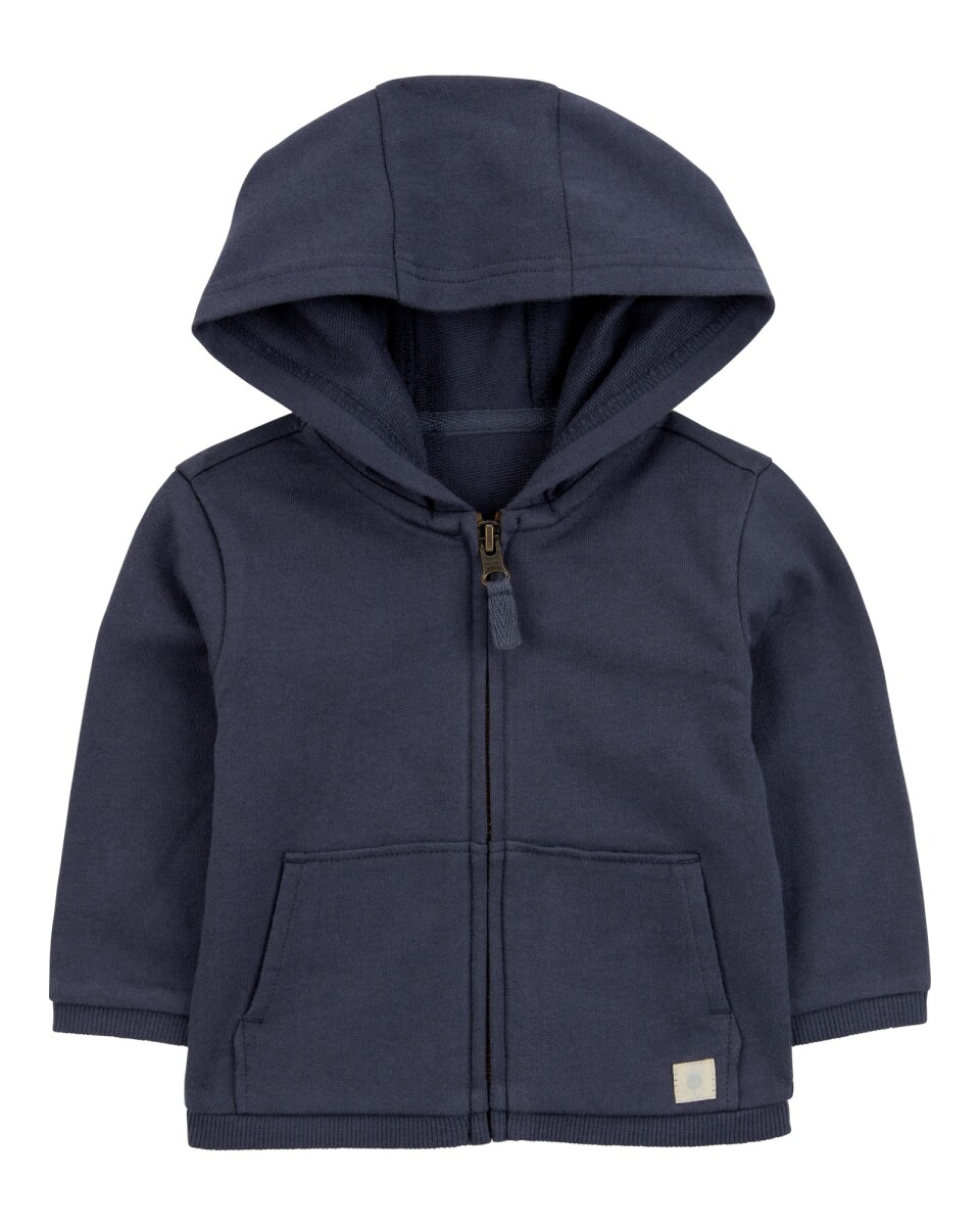 Campera de algodón, con capucha, azul marino 