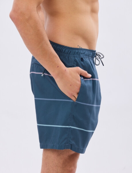 SHORT DE BAÑO RAYADO Azul