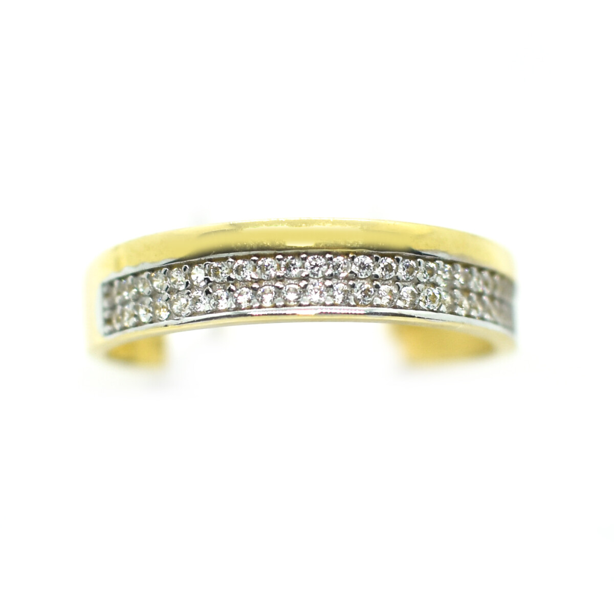 Anillo en Oro 18 Kilates 2 Colores con Zirconia 