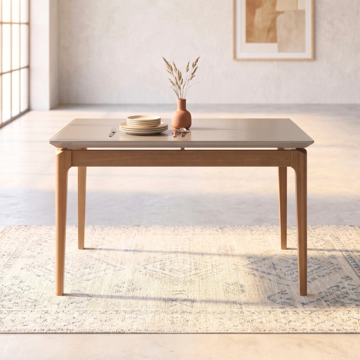Mesa de Comedor Rectangular 1.2 Blanco/Natural - Wood 